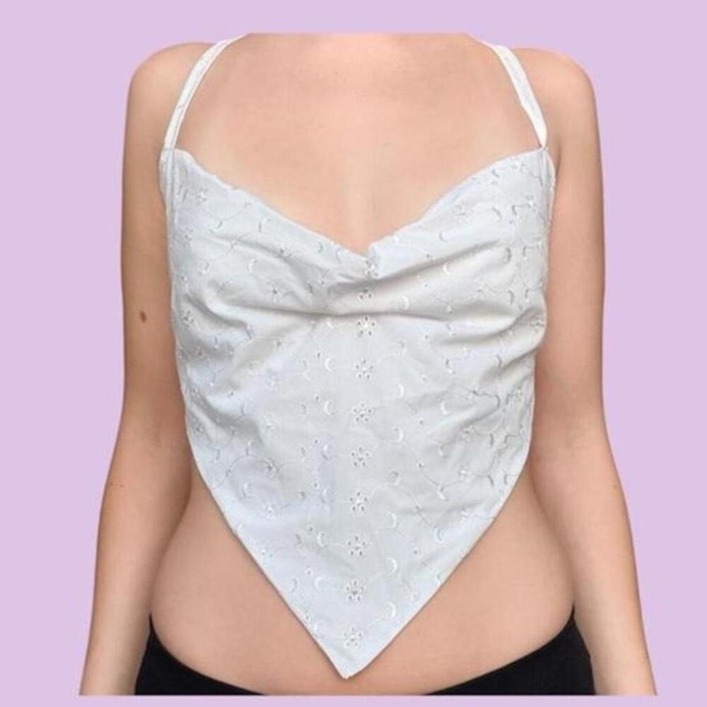 White eyelet corset top with